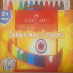 Faber-Castell Jumbo Wax Crayons 12 Wax Crayons n 1 Glitter Crayon